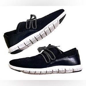 {Cole Haan} ZeroGrand Black Quilted Sneakers, Stretch Textile & Leather